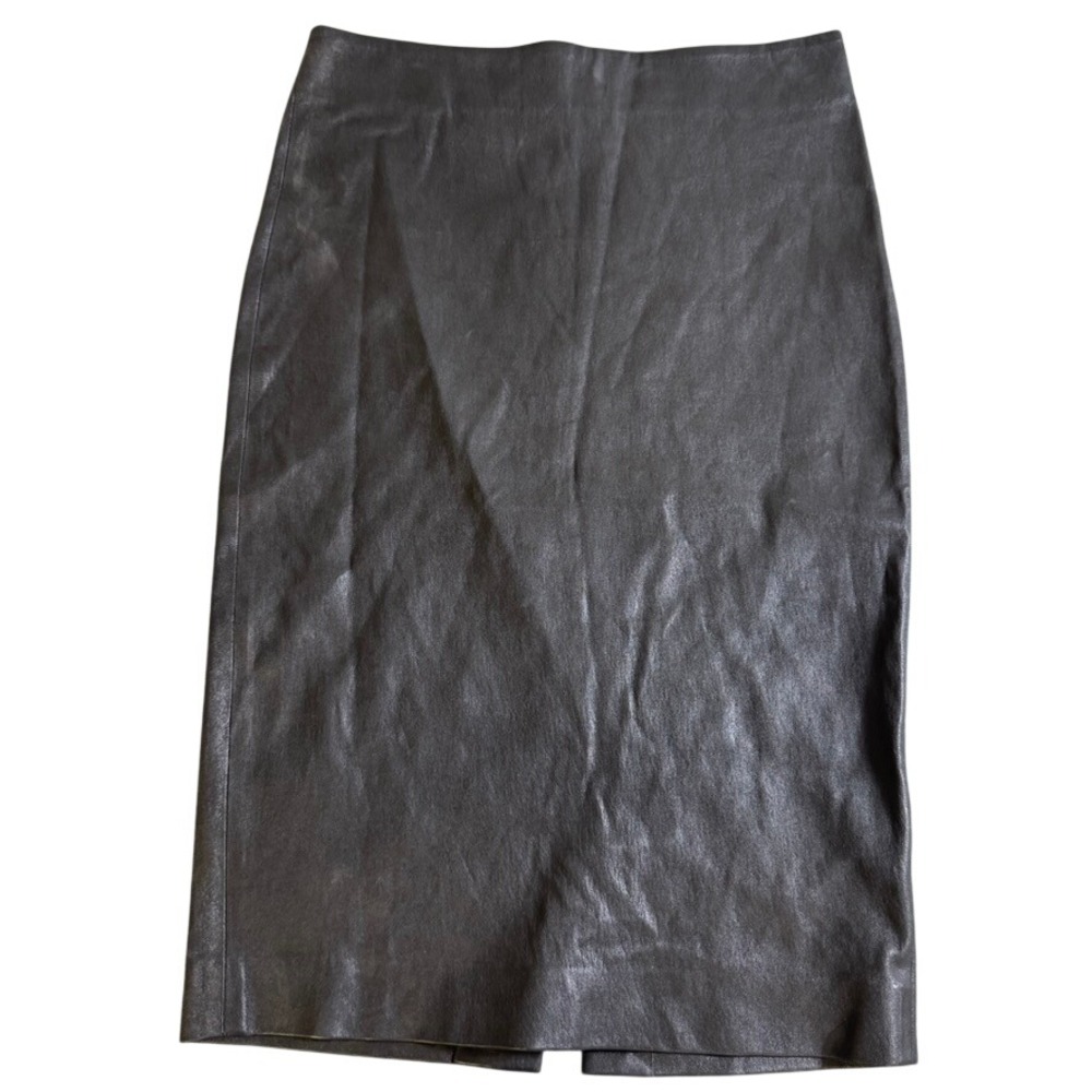 Theory Bristol Leather Skinny Pencil Skirt Black Lambskin Size 2 10100304